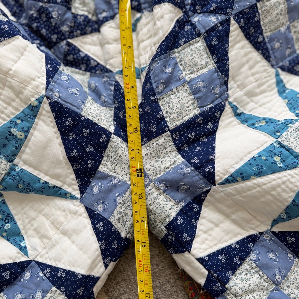 Blue Patchwork Wide-Leg Quilted Pants - Picture 9 of 10